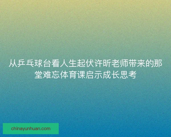 从乒乓球台看人生起伏许昕老师带来的那堂难忘体育课启示成长思考